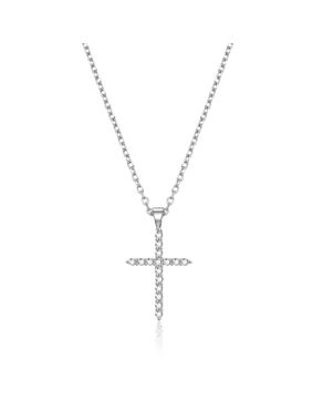 Lykken Crosses silver necklace cross zirconia 45 cm