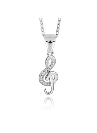 Lykken Symbols silver treble clef necklace 45 cm