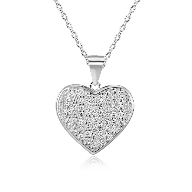 Lykka Hearts silver necklace heart pavé zirconia 45 cm