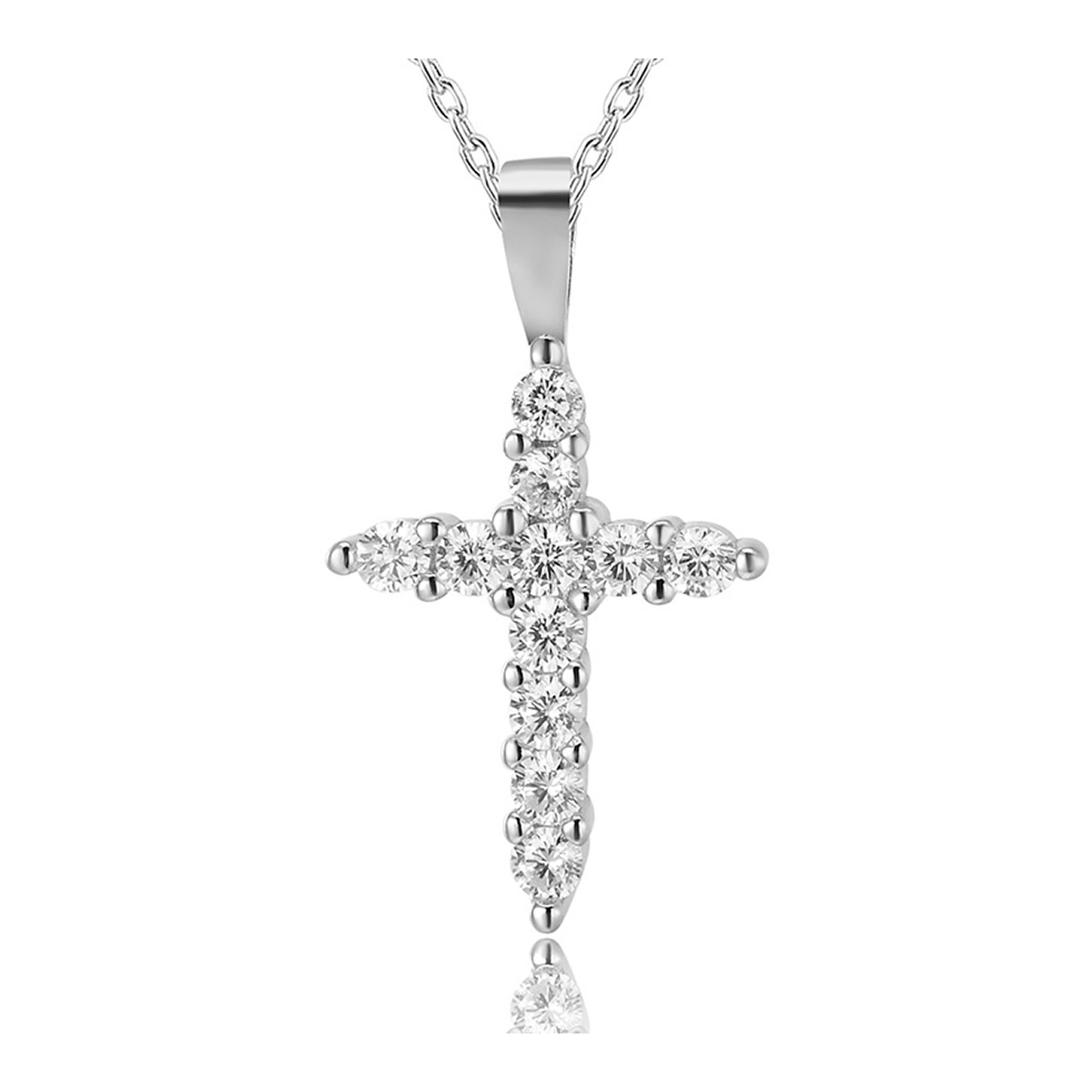 Lykka Crosses cross silver necklace with zirconia 45 cm