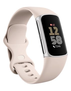 Fitbit Charge 6 fitness tracker Porcelain Band / Silver Case