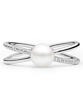 Lykken Pearls zirconia pear silver ring
