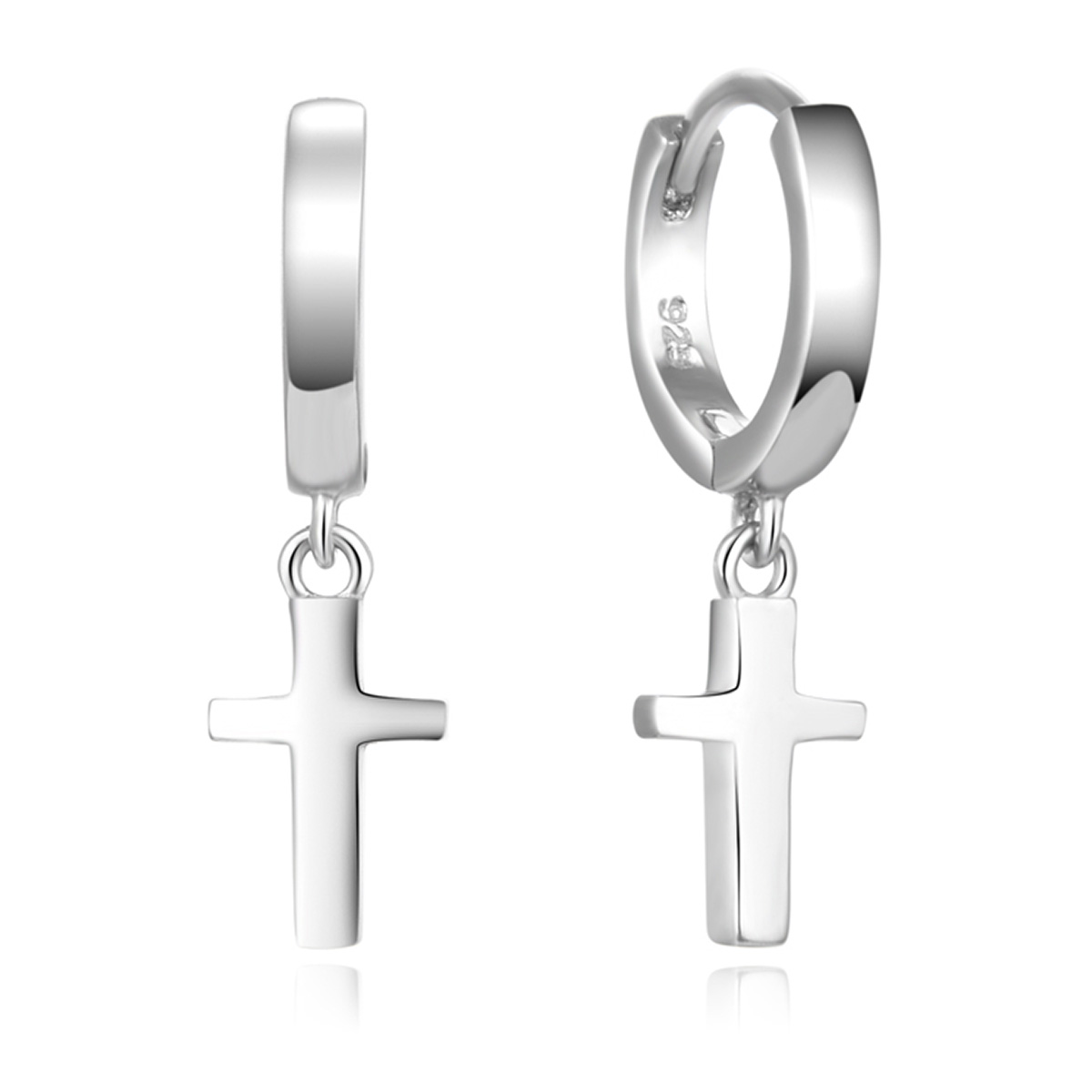 Lykka Crosses silver cross hoop earrings