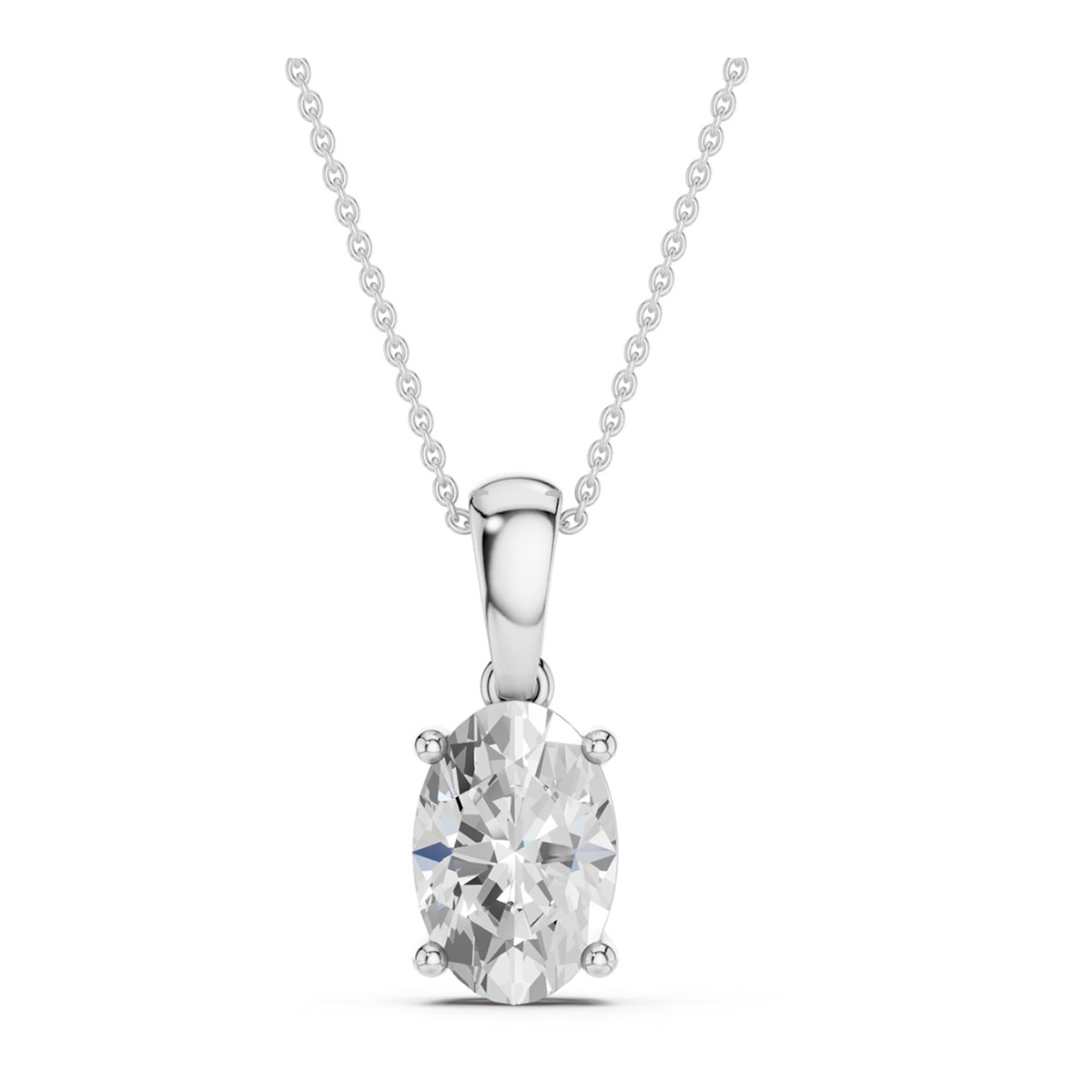 Lykken Elegance oval diamond pendant white gold 1.00 ct