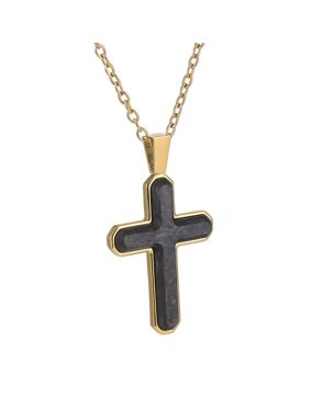 Lykken Strong gold-plated two-tone cross steel necklace 55 cm