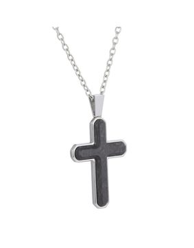 Lykken Strong two-tone cross steel necklace 55 cm