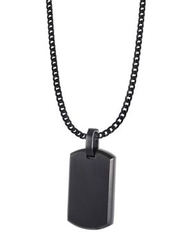 Lykken Strong matt musta steel ID necklace 50 cm