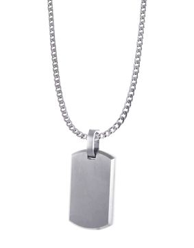 Lykken Strong matt silver steel ID necklace 50 cm
