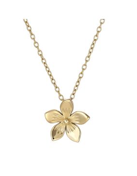 Lykken Trend gold-plated flower steel necklace with chain 45 cm