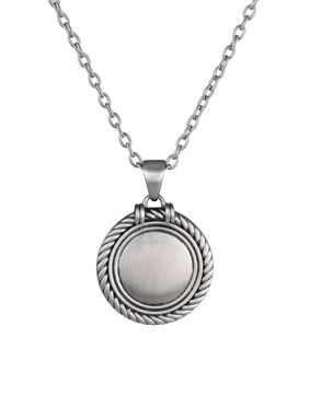 Lykka Strong matt steel round tag necklace 50 cm