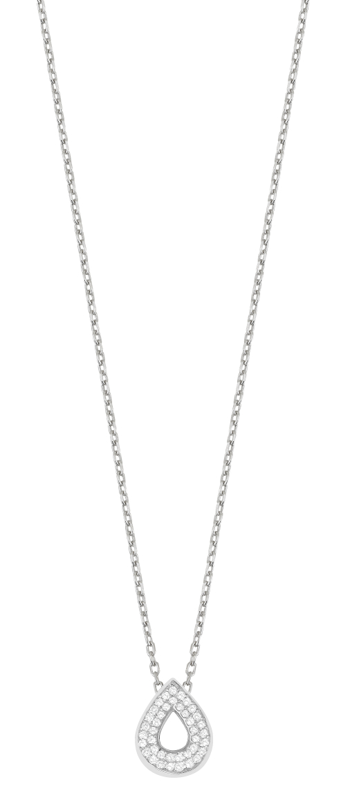 Lykka Casuals drop pave silver necklace