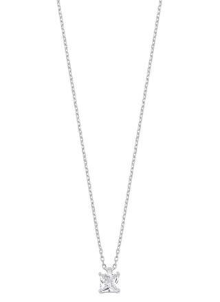 Lykka Casuals radiant solitaire silver necklace