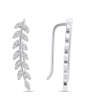 Lykken Casuals leaf climber silver earrings