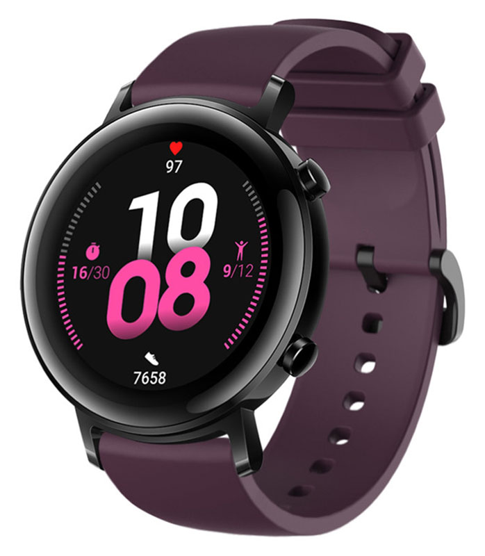 Tiera purple silicone watch strap  20 mm quick-release - black buckle