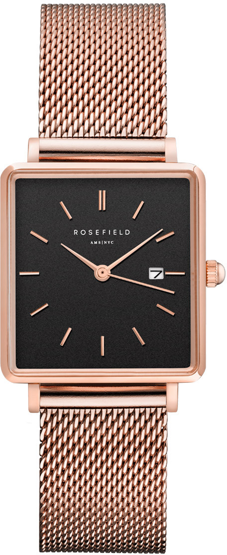 Rosefield The Boxy QBMR Q05 Black Mesh Rose Gold watchesonline