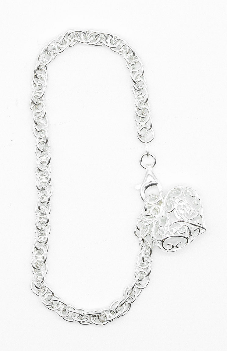 Silver heartbracelet 19 cm R263/19