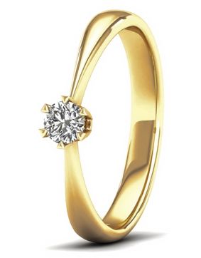 Lykka Elegance solitaire yellow gold diamond ring 0,15 ct