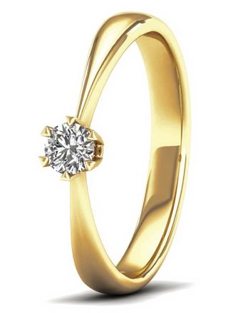 Lykka Elegance solitaire yellow gold diamond ring 0,15 ct