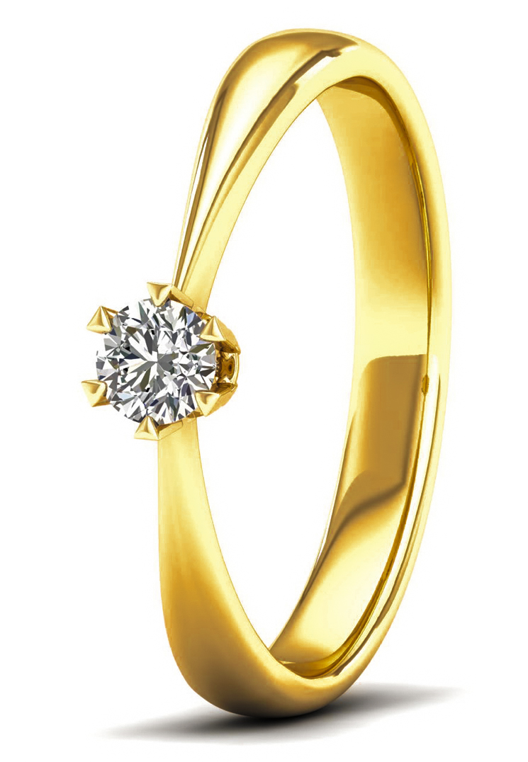 Lykka Elegance solitaire yellow gold diamond ring 0,15 ct-160