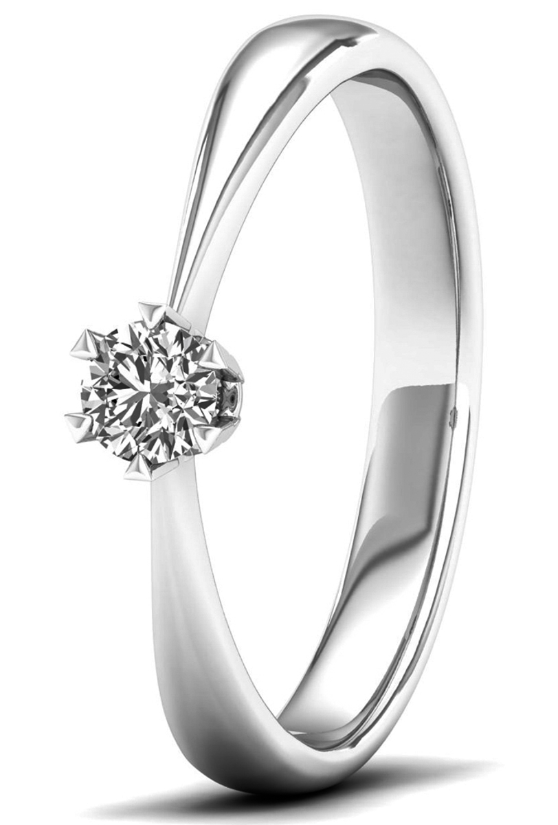 Lykka Elegance solitaire white gold diamond ring 0,15 ct