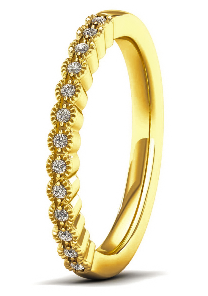 Lykken Elegance half eternity milgrain yellow gold diamond ring 0,07 ct-185