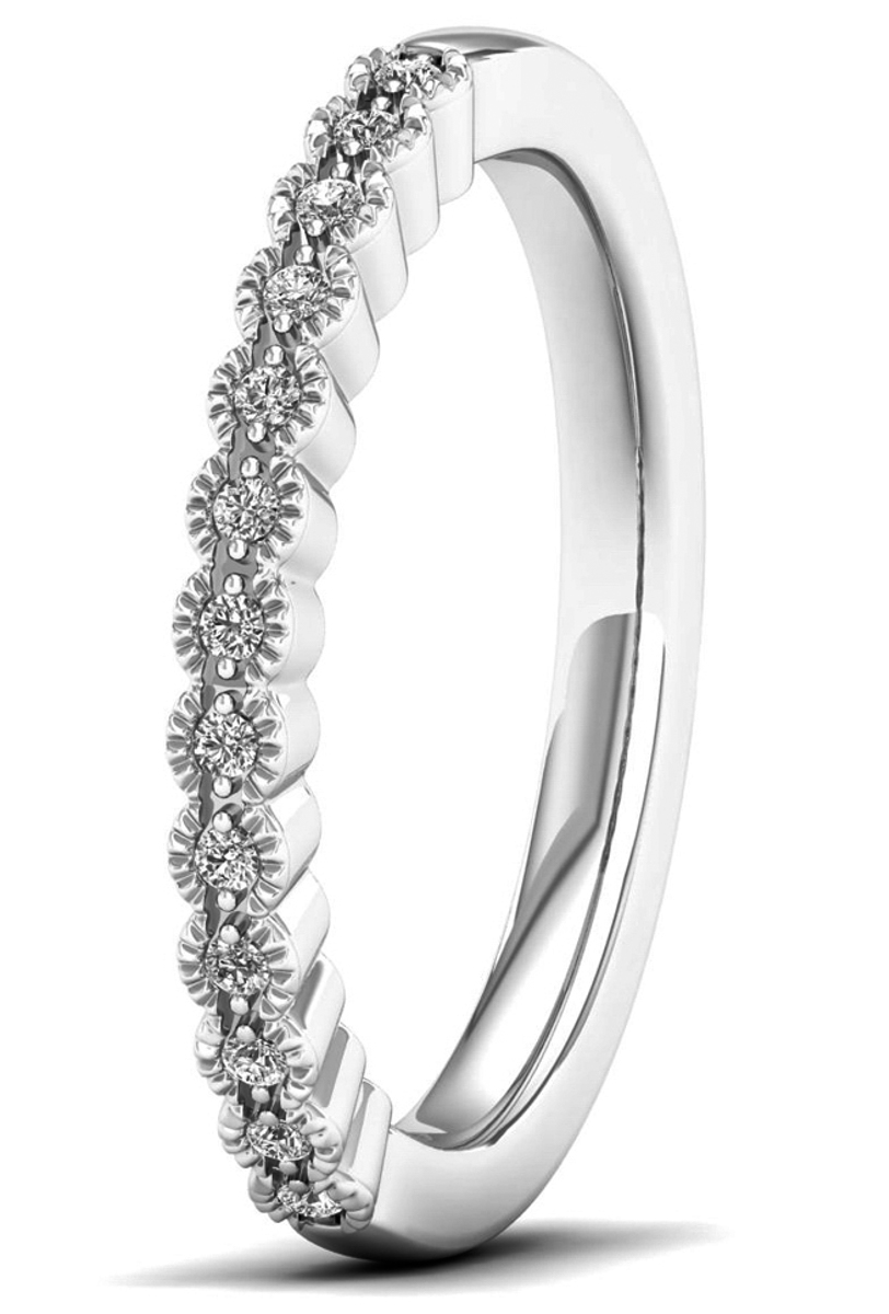Lykka Elegance half eternity milgrain white gold diamond ring 0,07 ct