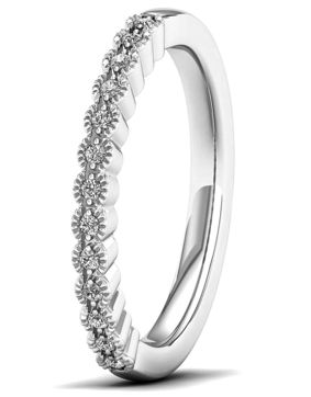 Lykka Elegance half eternity milgrain white gold diamond ring 0,07 ct