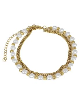 Bosie gold-colored pearl-steel bracelet/anklet ST2350G
