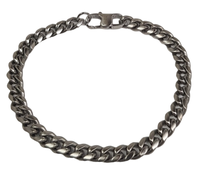Bosie gray satin finished curb chain bracelet 6mm SBB-6S-SAT-H
