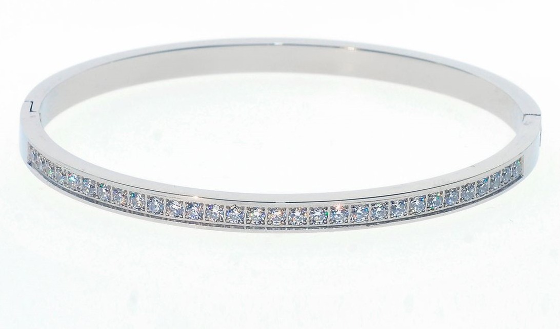 Bosie silver-colored 2,6mm hinged bangle bracelet with cz ST1544ST-4,2
