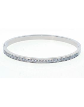 Bosie silver-colored 2,6mm hinged bangle bracelet with cz ST1544ST-4,2