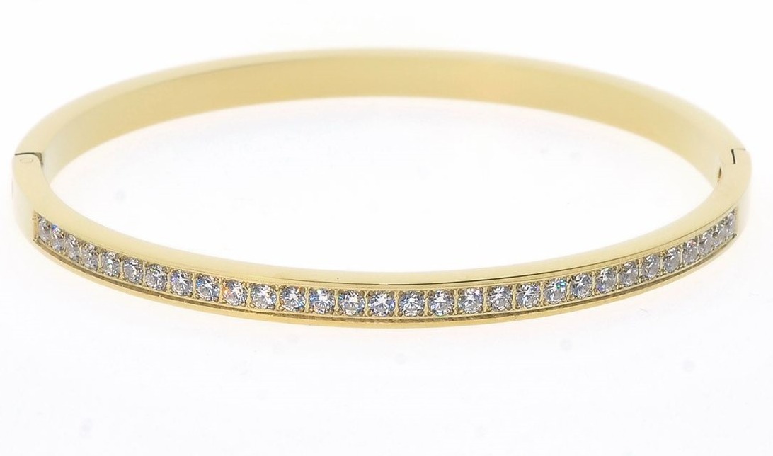 Bosie gold-colored 2,6mm hinged bangle bracelet with cz ST1544GOLD-4,2