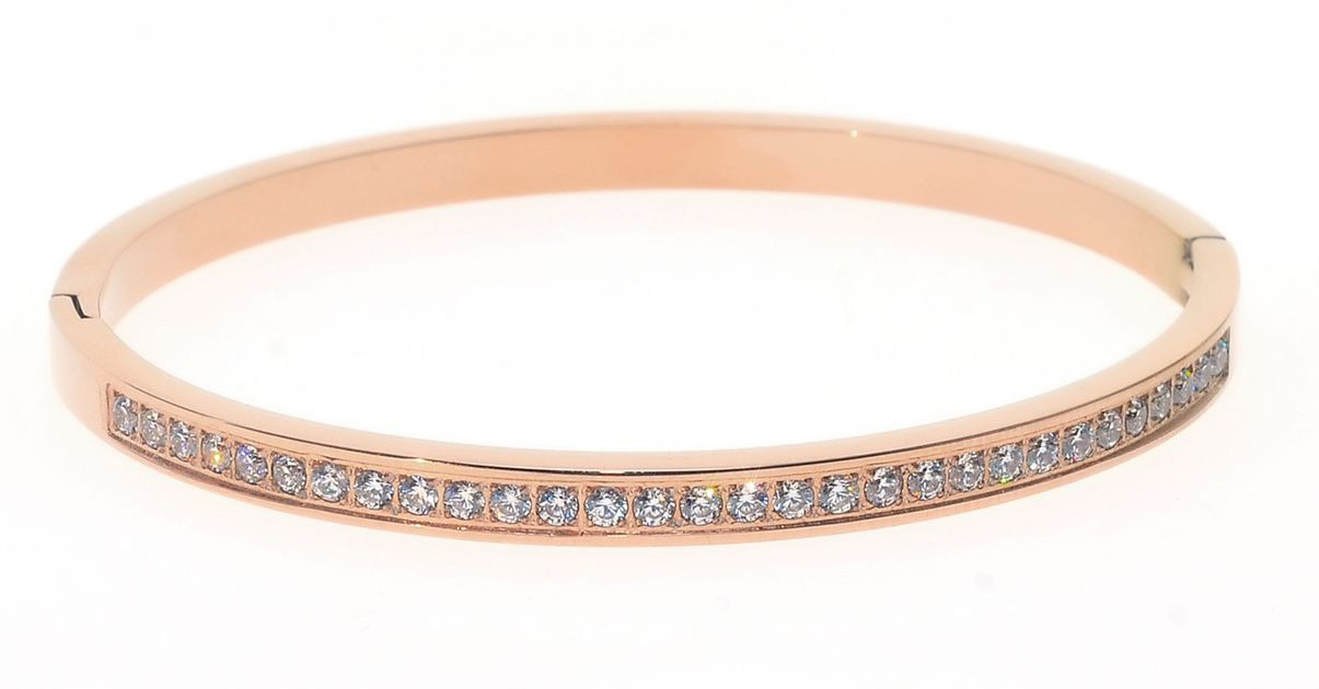 Bosie rose gold-colored 2,6mm hinged bangle bracelet with cz ST1544ROSE-4,2