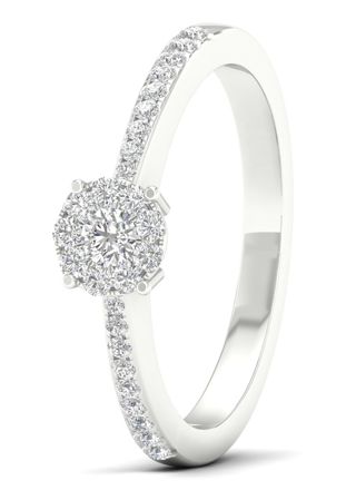 Lykka Elegance side-stone diamond ring in white gold 0,25 ct