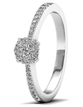 Lykken Elegance side-stone diamond ring in white gold 0,25 ct