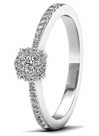 Lykka Elegance side-stone diamond ring in white gold 0,25 ct