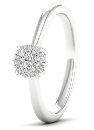 Lykka Elegance halo diamond ring in white gold 0,12 ct
