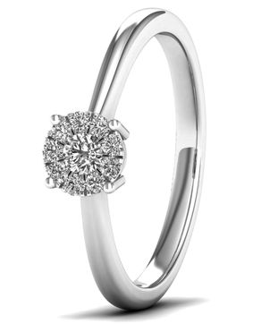 Lykken Elegance halo diamond ring in white gold 0,12 ct
