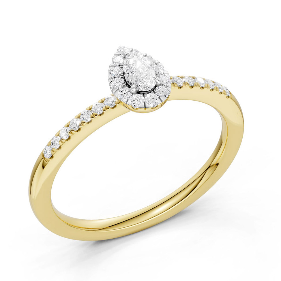 Midem Amsterdam Halo diamond ring 0.25ct gold