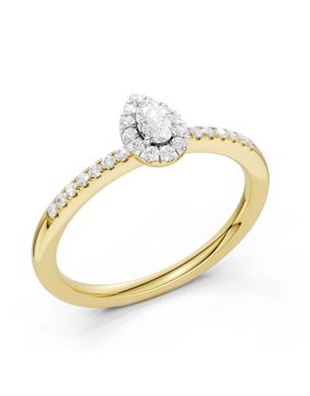 Midem Amsterdam Halo diamond ring 0.25ct gold