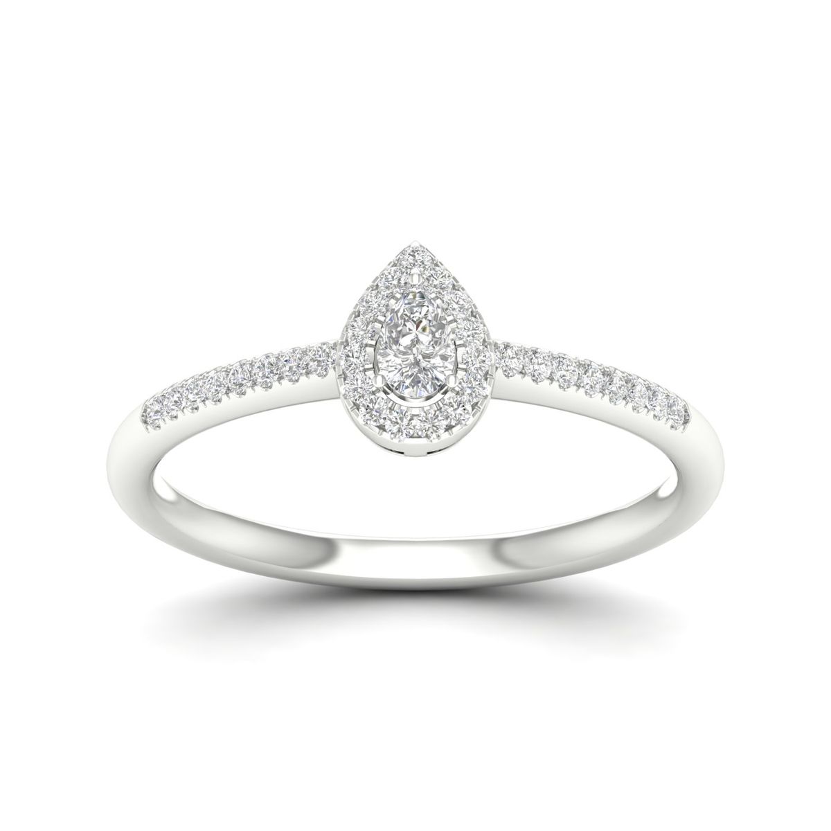 Lykka Elegance white gold pear-shaped halo diamond ring 0.20 ct 