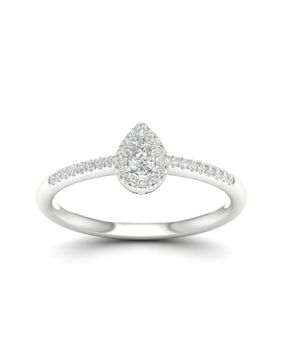 Lykka Elegance white gold pear-shaped halo diamond ring 0.20 ct
