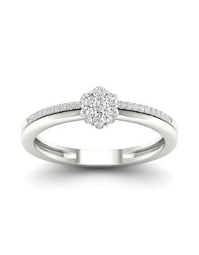 Lykken Elegance White Gold Diamond Ring with Side Stones 0.19 ct