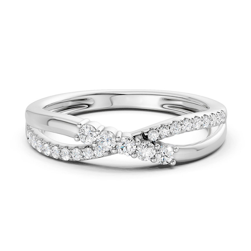 Lykka Elegance White Gold Crossover Diamond Ring 0.20 ct