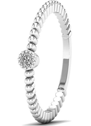 Lykka Elegance beaded diamond solitaire ring in white gold 0,03 ct