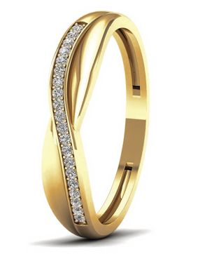 Lykken Elegance crossover diamond ring in yellow gold 0,07 ct