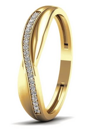 Lykka Elegance crossover diamond ring in yellow gold 0,07 ct