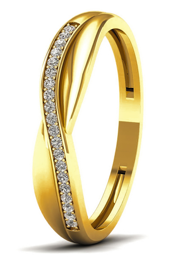 Lykken Elegance crossover diamond ring in yellow gold 0,07 ct-160