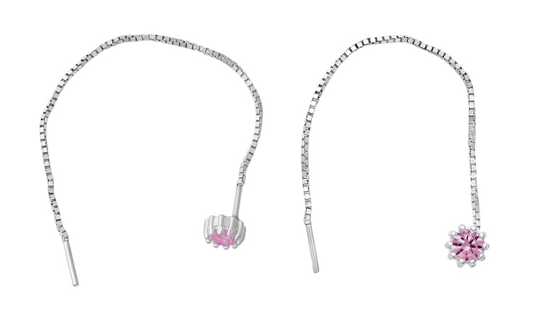 Lempikoru Bud solitaire threader earrings silver pink platinum 33 079 06 070