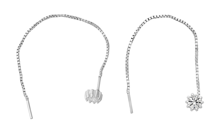 Lempikoru Bud solitaire threader earrings silver platinum 33 079 01 070